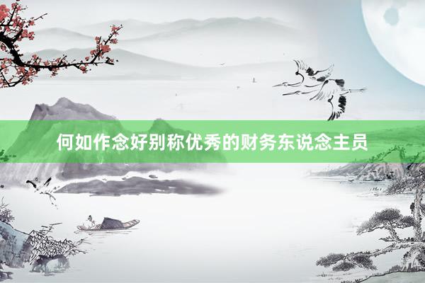 何如作念好别称优秀的财务东说念主员